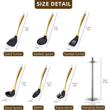 Silicone Cooking Utensils Set, 6-Piece Non-Stick Kitchen Utensil Set with Titanium Stainless Steel V1192-AZ-W-25155