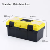 17-inch Yellow and Black Heavy Duty Plastic Toolbox - PP Material with ABS Latches - Lockable, Large V888-ELOSUNG50970