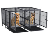 Giant Dog Cage Indoor Outdoor Super-Hard Metal Kennel Pet Playpen W Tray & Divider V767-P-XL139-A-G1