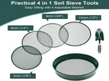 Garden sieve, soil sieve with interchangeable mesh sizes 3, 6, 9 and 12 mm, perfect garden tool for V1259-DP01-A-1737