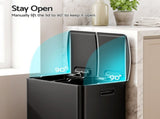 Cefito Pedal Bins Rubbish Bin Dual Compartment Waste Recycle Dustbins 40L Black RB-40L-2P-BK