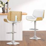 Artiss 4x Bar Stools Adjustable Leather Chairs BA-TW-8092-WHX4