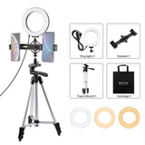 Live Broadcast Dual Phone Bracket & 6.2 Inch Led Ring Light Kit With Tripod Mount PRL-4303TKP