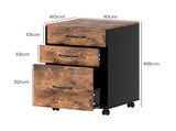 Levede 3-Drawer File Cabinet Mobile Filing Storage Cabinet Organiser Home Office HO0608-BR-AU