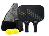 Yellow Pickleball Set with 2 Paddles-2 Balls And Triangular Carry Bag V1221-YELLOW-PICKLEBALL-SET-WITH-2-PADDLES-2-BALLS-AND-TRIANGULAR-CARR