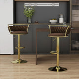 SERENIT Golden Swivel Upholstered Velvet Adjustable Height Counter Stool with Metal Frame Coffee V255-SE-GP2312R-COFFEE