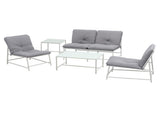 Gardeon 5-Piece Outdoor Sofa Set with Cushions table and Chairs White ODF-5PC-SOFA-TXL-WH-AB