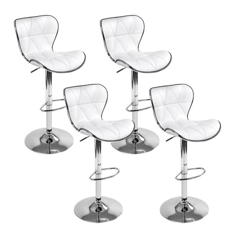 Artiss 4x Bar Stools Gas Lift Leather Seat White BA-TW-NEW4045-WHX4