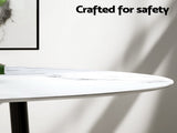 1 Artiss Dining Table and 4 Chairs Set Marble Grey DSET-MAR75-VEL01-GYX4