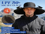 Solar Powered Fan Sun Hat with Dual Built In Fans, Wide Brim Hands Free Hat for Fishing, Beach, V1189-LC-AMZ-00139