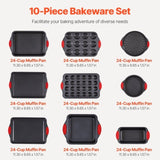Baking Pan Set 10-Piece Nonstick Carbon Steel Set with Silicone Handles V952-TGKPTZ10JHS0KEORVV0