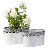Set 2 French Country Oval Planter / Storage 40cm V637-13306PLN