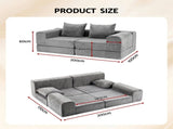 Artiss 5-in-1 Convertible Sofa Bed Floor Mattress Modular Boneless Curved Couch SB-B-COMP-2S-GY