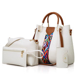 Beige Elegant 4-Piece Women's Handbag Set - Stylish PU Leather Tote, Shoulder Bag, Clutch, and V888-ELOSUNG17354