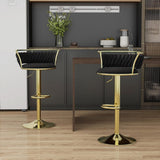 SERENIT Golden Swivel Upholstered Velvet Adjustable Height Counter Stool with Metal Frame Black V255-SE-GP2312R-BLACK