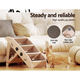 i.Pet Dog Ramp Steps For Bed Sofa Car Pet Stairs Ladder Portable Foldable Beige FDR-D-433-BG