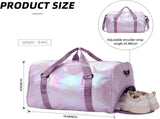 Womens Sports Gym Duffle Bag With Shoe Compartment And Wet Dry Pocket, Polyester Travel Weekend Bag V1237-ZY-807-134