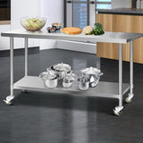 Cefito 1829x760mm Stainless Steel Kitchen Bench with Wheels 430 SSKB-430S-76-WHEEL-72