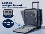 Wanderlite 20" Luggage Suitcase Front Pocket Travel Carry On Dual TSA Navy LUG-ABS-POK-20-NA