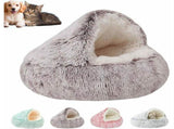 Cozy Cocoon Dog Bed with Hooded Cave Cover, Washable Anti-Slip Round Fluffy Bed for Small Medium V1366-AZ2-W-11545