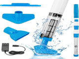 Blue and White Cordless Underwater Pool Vacuum with 3 Cleaning Heads & 164cm Extended Reach V888-ELOSUNG45789