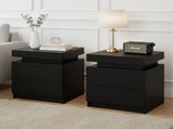 Artiss 2X Bedside Table 2 Drawers Lift-up Storage Black FURNI-O-BS-02-BKX2