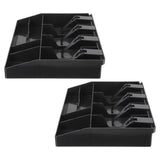 2Pcs Multi-Grid Black Cash Drawer Insert Tray for Supermarket Registers with Compartments for Bills V1366-AZ2-W-17637