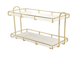 2 Tier Bathroom Shelf Countertop Standing Shelf with Partition Cosmetic Storage Rack Holder Gold V1294-YM0703-3112230031211