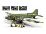 Sluban B1366 Model Kit 144 C47 Skytrain Airtrain Cargo Transport Aircraft WWII Air Force Build SLB1366