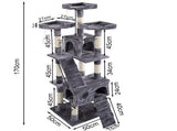 170cm Cat Tree Scratching Post Scratcher Pole Gym Toy House Furniture Multilevel - grey V610-CAT52008-GREY