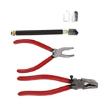 Glass Cutter Tool Kit Breaker Pliers Curve Jaw Glass Running Pliers Kit Glass Cutter Pen 2pcs Blades V1294-YM0706-3114230135011