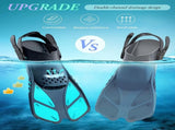 Green Adjustable Open Heel Snorkel Fins, Travel-Size Short Swim Flippers for Snorkeling, Diving & V1107-ADJUSTABLE OPEN HEEL SNORKEL FINS2-S