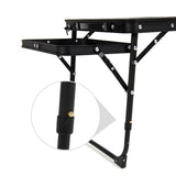 Black Portable Camping Table Heat Resistant Steel Mesh Top Foldable BBQ Desk with Side Wings V888-ELOSUNG41075