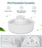 Ceramic Cat Water Fountain, Pet Ceramic Water Fountain Dispenser, 2.1 L Drinking Fountains Bowl for V1370-AZ4-01282