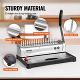 Binding Machine, Comb Binding Machine 21-Holes Binding 450 Sheets, Book Binder Machine with 100 PCS V952-ZDJ20SSSD210BTS1FV0