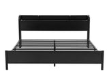 Artiss Bed Frame Double Size with Storage Shelf Headboard Charging Station GRID MBED-D-GRID-D-BK-AB