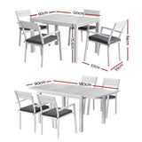Gardeon Outdoor Dining Set 5 Piece Aluminum Extendable Table Setting White FF-DINING-5CLS-WH-ABC