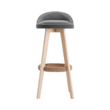 Artiss 2x Bar Stools Padded Linen Wooden Grey BENT-C-9004H-GYX2