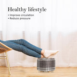 Fabric Ottoman Round Wooden Leg Foot Stool - LATTICE V274-FT-GQST01-GYBK