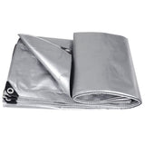 Plated Silver Water Resistant Tarpaulin Cover Large Durable Outdoor Tarp with Metal Rings V1369-AZ3-W-19397