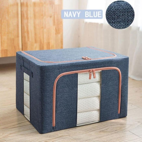 Foldable Storage Box Crushed Steel Frame Clothes Quilt Toys Organizer 100L Random color V201-W12783610