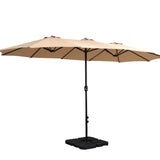 Instahut 4.57m Outdoor Umbrella w/Base Stand Beach Pole Garden Tilt Beige UMB-POLE-4-BASE-50N-BG