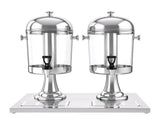 5-Star Chef 16L Dual Tank Juice Dispenser Drink Beverage Server Ice Tubes JD-8L-X2-SS