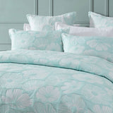 Platinum Collection Poppi Aqua Cotton Polyester Jacquard Quilt Cover Set King V442-LED-QUILTCS-POPPI-AQUA-KI