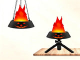 LED Halloween Jack-o'-Lantern Flame Effect Lamp with Dancing Silk Fabric Flame, Rechargeable V1341-ZY-HDWH5XQB-BLACK-ORANGEFLAME