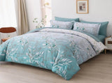 Soft Floral Leaf Comforter Set, King Size, Quilted Cozy Bedding with Pillowcases V745-MAB010938AJ3