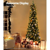 Jingle Jollys Christmas Tree 1.8m Pre-Lit 200 LED Lights Xmas Tree Decorations XM-TR-SLIM-6F-LED