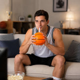 Basketball Shaped Drinking Cup with Lid and Straw Reusable Plastic Sports Themed Beverage Container V1192-AZ-W-24143