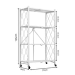 SOGA 4 Tier Steel White Foldable Kitchen Cart Multi-Functional Shelves Portable Storage Organizer KITCHENXY002WHT