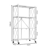 SOGA 2X 4 Tier Steel White Foldable Kitchen Cart Multi-Functional Shelves Portable Storage Organizer KITCHENXY002WHTX2